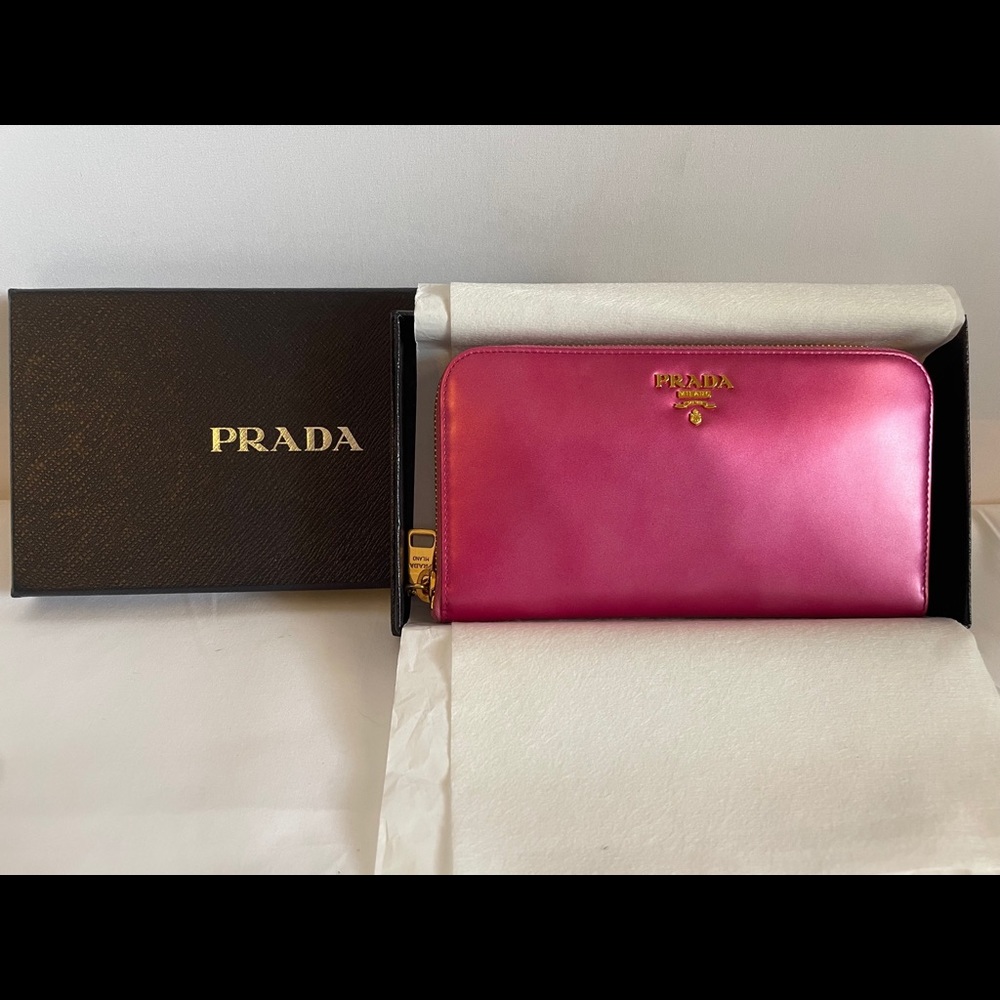 Prada Pink Wallet - authentic with box & papers